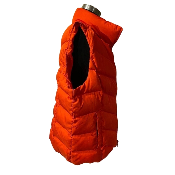 Lands' End Women's Puffer Vest Size L Orange Winter Zip Up - Picture 4 of 5